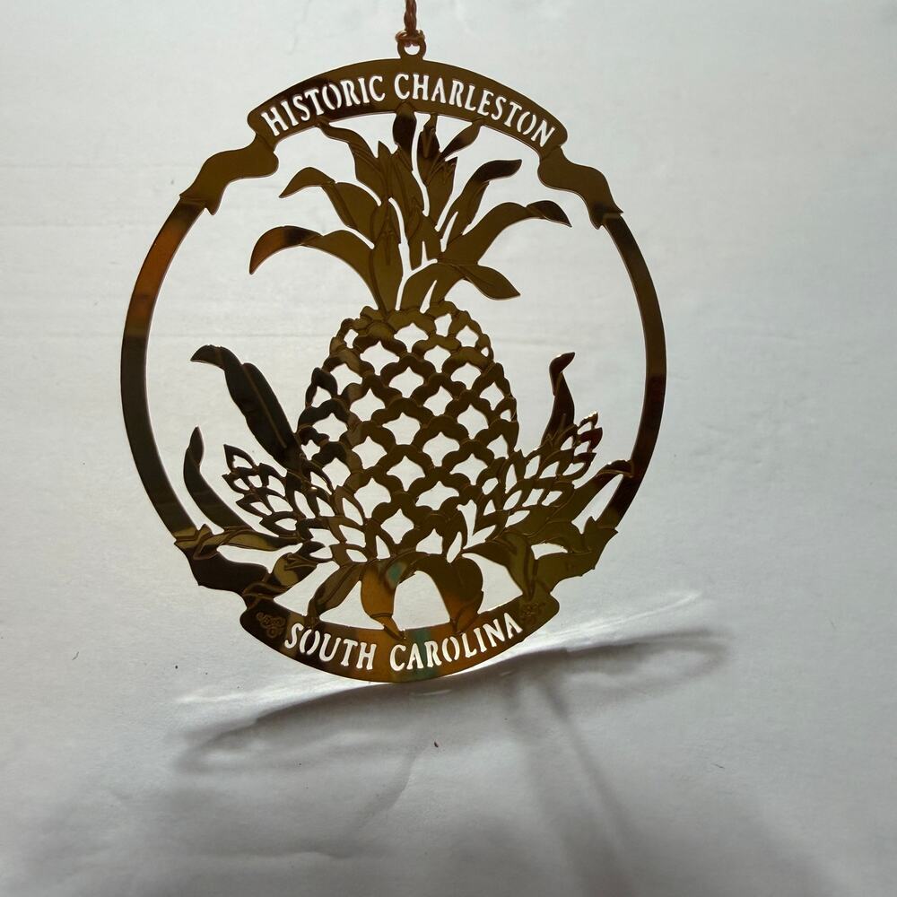 Vintage 1987 Historic Charleston Pineapple 24K Gold Finish Ornament USA